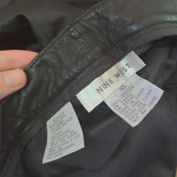 Vintage Nine West 90's Leather Dark Brown Pants - Picture 3 of 4